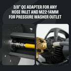 Active Hose Reel for Pressure Washer Hoses with 3/8” Female QC Adapter, 100ft Pressure Washer Hoses (3/8” or 5/16”). Included 2 ft jumper hose & M22-14mm adapter, 16” stud spacing mounting bracket - Image 6