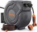 NEO-TEC 115 ft x 5/8 inch Retractable Garden Hose Reel Any Length Lock 9 Sprayer Nozzle Automatic Slow Return Heavy Duty 180° Swivel Wall-Mounted Hose Reels for Outside UV Resistant by NEO-TEC