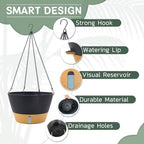 ZMTECH 12 Inch Hanging Planters for Indoor, 2 Pack Large Hanging Plant Pot with Visible Water Level and Chain, Self Watering Hanging Flower Pot for Outdoor Garden Porch(Dark Gray) - Image 3