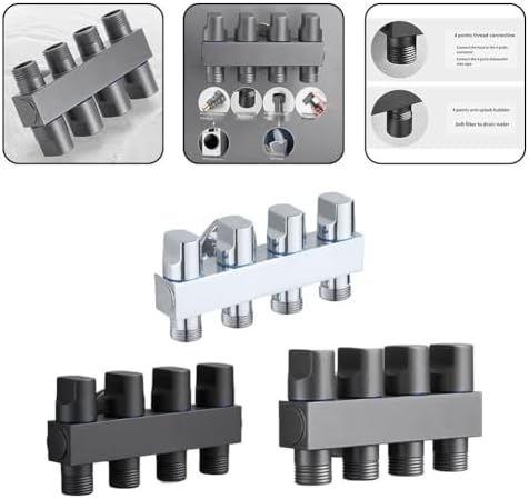 Solid Brass 4 Way Hose Splitter with Independent Shut Off Valves - Garden Water Manifold for Irrigation - Rust Resistant Adapter for Outdoor Faucet - 3/4 Inch Connection Silver(Silver) - Image 7