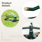 3-Arm Metal Sprinkler with Wheel Base, 360 Degrees Rotary Sprinkler for Yard, Copper Nozzle, Covers Up to 845 sq ft, Quick Connect Garden Irrigation System for Lawn and Outdoor Areas - Image 4