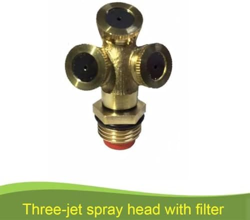1/2"（DN15） Brass Mist Nozzle Thread Mist Nozzle for Lifting Garden Bed Backyard Outdoor Cooling System（Pack of 5） Three-Jet Spray Head with Filter 5pcs - Image 3