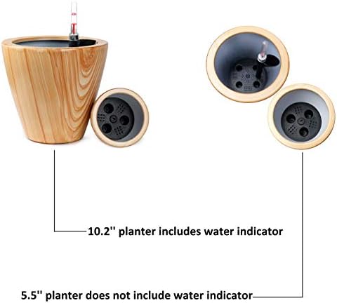 10 in Self-Watering Planters, 10 Inch, 2-Pack, Light Brown - Image 5