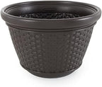 Suncast 4 Pack Wicker Hose Pot, Decorative Resin Garden Hose Storage, 100ft 5/8in Standard Vinyl Hose Capacity with 4 Drain Holes, 18in x 12in, Java - Image 5