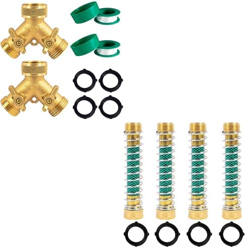 Hourleey 2 Way Garden Hose Splitter + Garden Hose Protector by Hourleey