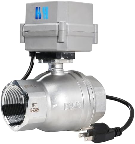 1-1/2 inch DN40 110-230VAC Normally Closed Stainless Steel 304/CF8 Motorized Electrical Ball Valve With U.S. Plug by HSH-Flo