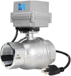 1-1/2 inch DN40 110-230VAC Normally Closed Stainless Steel 304/CF8 Motorized Electrical Ball Valve With U.S. Plug by HSH-Flo