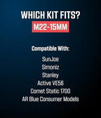 McKillans® M22-15mm Pressure Washer Quick Connect Kit, M22-15mm to 3/8" Male Female Quick Disconnect Kit for Power Washer (Stainless Steel) - Image 2