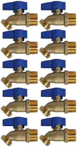 10 Pack XFITTING 3/4" Male x 3/4" GHT Hose Bibb No-Kink, 1/4 Turn by Unknown