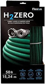 Flexon H2Zero 50 ft Lightweight Fabric Garden Hose – Ultra-Flexible, High-Strength 750 PSI Fabric Hose with Crush-Proof Nickel Plated Couplings – Easy-Carry, Kink-Resistant Lawn & Garden Watering Hose by Flexon