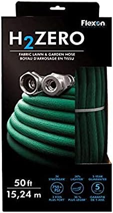 Flexon H2Zero 50 ft Lightweight Fabric Garden Hose – Ultra-Flexible, High-Strength 750 PSI Fabric Hose with Crush-Proof Nickel Plated Couplings – Easy-Carry, Kink-Resistant Lawn & Garden Watering Hose by Flexon