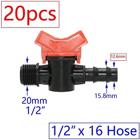 20pcs Drip Irrigation Mini Valve 4/7 3/8/10/12/16/20 /25mm Pipe Garden Tap 1/2 quot; 3/4 Male Thread Water Hose Barb Connector(N) - Image 6