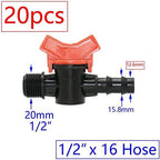 20pcs Drip Irrigation Mini Valve 4/7 3/8/10/12/16/20 /25mm Pipe Garden Tap 1/2 quot; 3/4 Male Thread Water Hose Barb Connector(A) - Image 6