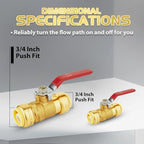 5PCS Foskan 3/4" Push Fit Ball Valves,1/4" Turn Shut-off Valves - Image 2
