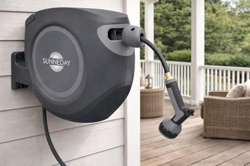 Sunneday SW-30B 100ft Retractable Hose Reel 5/8 | Automatic Retractable w/Wall Mount | Easy to Assemble Reel w/Flexible Swivel Mount - Image 4