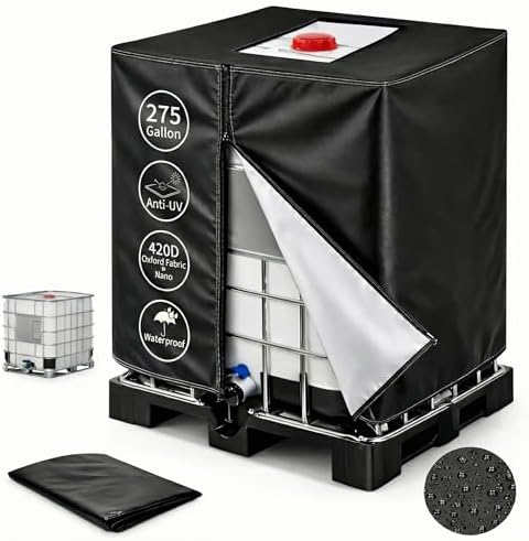 420D IBC Tote Cover, 275 Gallon Water Tank Protective Cover by Hedday