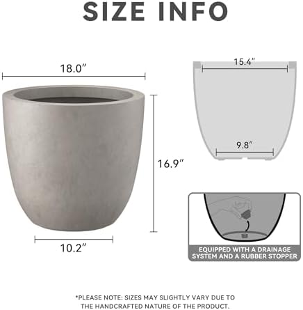Kante Weathered Concrete Planter 18" Dia All-Weather Round Large Pot - Image 2