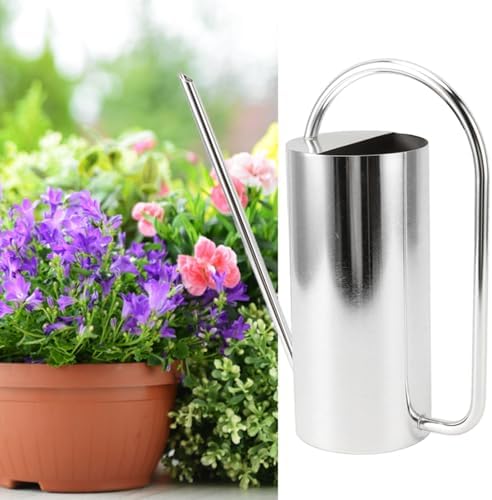 Watering Can, Indoor Metal Watering Can, Long Spout 1500ml Large Capacity Watering Kettle for Desk Office Plants (Stainless Steel Color Polished Brushed) - Image 4