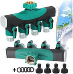 Heavy Duty Metal 4 Way 3/4'' Thread Faucet Splitters with Outdoor Water Tap Connectors Shut Off Valves for Garden Hose Adapter(BSP-1PCS) - Image 3