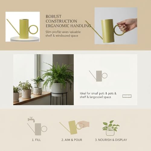 Stainless Steel Long Spout Watering Can, Indoor Plant Watering Can with Extended Spout for Delicate Plants Succulents Ferns Houseplants (Yellow) - Image 5