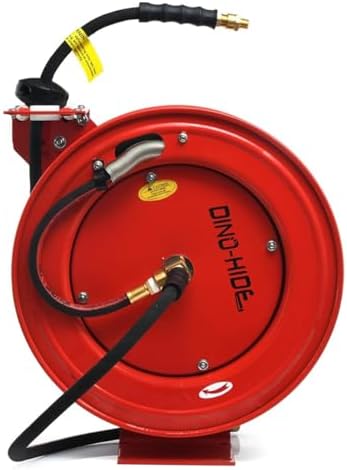 RMX Dino-Hide - Heavy-Duty Retractable Hose Reel w/Wrapped Finish Rubber Air Hose (1/2" x 50' w/ 18 Ga. Reel) by BLUBIRD