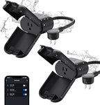 ELEGRP PQR10 Outdoor Smart Plug Waterproof IP66, WiFi Plug Compatible with Alexa & Google Assistant, Smart Outdoor Outlet for String Lights, No Hub Required, 1875W Max, UL Certified, 2 Pack, Black by ELEGRP%7CELEGROUP