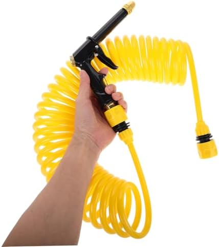 Alipis Coil Garden Hose with Multiuse Nozzle Retractable Water Hose for Efficient Car Washing Lawn Care and Home Cleaning Compatible with Standard Faucets - Image 3