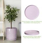 Eightpot Ceramic Plant Saucer, 11.4 Inch Plant Pot Saucers for Indoor Outdoors, Round Plant Drip Trays, Modern Plants Plates to Catch Water, Decorative Plants Dishes to Catch Water, Purple - Image 5