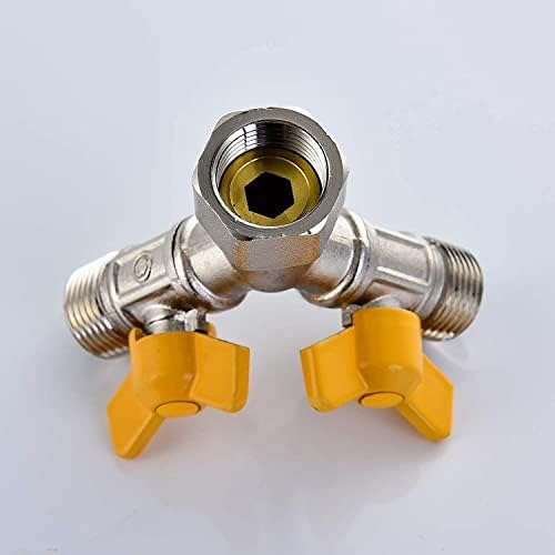 Heavy Duty Brass Y-Hose Splitter, Garden Hose 2 Way Splitter, Y Splitter Hose, Lawn Hose Splitter Spigot Adapter with 2 Valves, for Greenhouse, Agriculture - Image 7