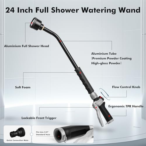 RESTMO 24 Inches Long Watering Wand for Garden Hose, Full Shower Spray Wand - Image 2
