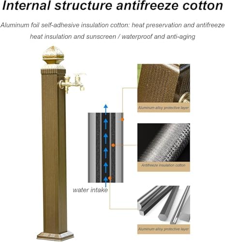 Outdoor Brass Garden Hose Holder - Freestanding Retro Faucet for Easy Car Washing and Watering, Stylish Vertical Water Column Design Height 85cm - Image 3