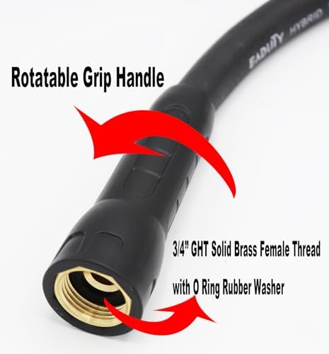 Hybrid Garden Hose 5/8 IN. x 50 FT, Heavy Duty, Lightweight, Flexible with Rotatable Grip Handle and Solid Brass Fittings, Gray+Orange - Image 3
