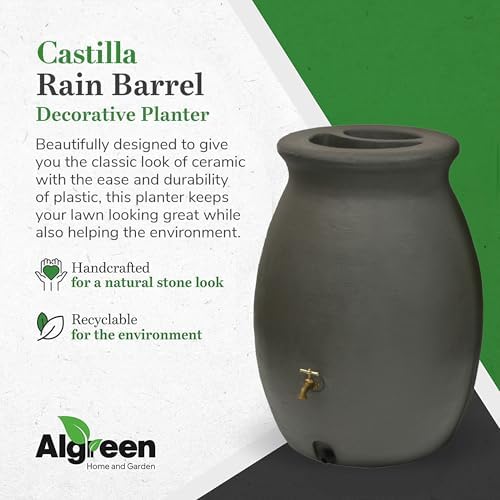 Algreen Products Castilla Rain Barrel 50-Gallon, Brownstone - Image 2