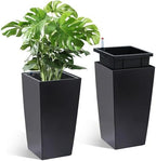 Garvee 16" Tall Planters Set of 2, Outdoor＆Indoor Planter Pots, Black by Garvee