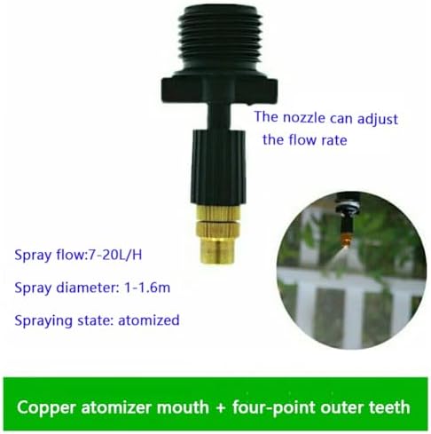 Adjustable Flow Brass Spray Nozzle + Connector Drip Irrigation Nozzle Outdoor Botanical Garden Courtyard Greenhouse Cooling Spray System 50pc Copper Nozzle +4 Points External Thread - Image 3