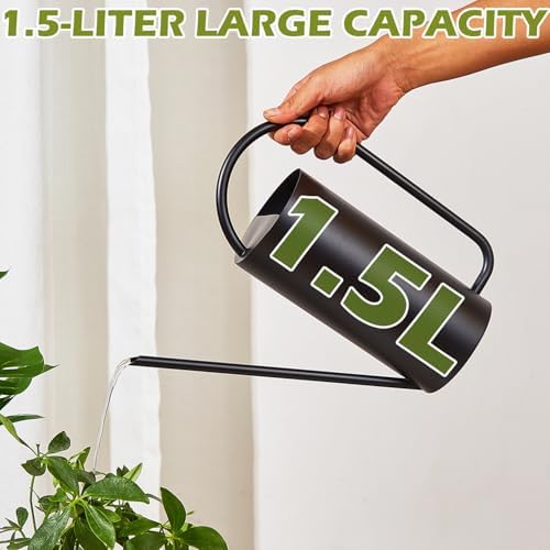 Watering Can Outdoor, 50 oz/1.5L Watering Can with Long Spout and Handle, Stainless Steel Garden Watering Pot for Outdoor and Indoor Plants - Image 3