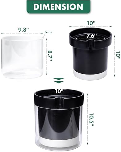 Phoenix Vine 10 Inch Self Watering Terracotta Planter, Black Terracotta Clay Pot with Glass Reservoir for Indoor Plants, Herbs, Flowers, Set of 1, 52-C-I-1 - Image 3