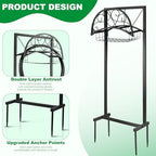 Garden Hose Holder Stand with Storage Basket, Heavy Duty Freestanding Metal Hose Hanger Rack for Outside, Holds Up to 150FT Water Hose, 4 Anchor Spikes, Yard Lawn Garden - Image 2