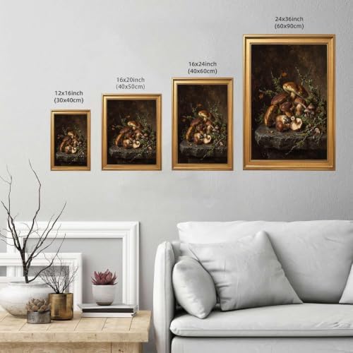 Gold Vintage Framed Mushroom Wall Art, Botanical Forest Still Life Print - Image 3