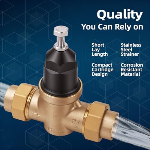 Upgraded 1" Brass Pressure Reducing Valve，Water Pressure Regulator for home with Double Union FNPT Connection - Stainless Steel Strainer Screen (Single Union FNPT) - Image 6