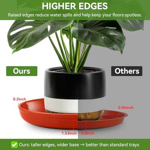 15 Pack Plant Trays for Pots 1.5" Deep Plant Saucers, Heavy Duty 8" 10" 12 inch Plant Tray Bulk Thickened Plant Plates to Catch Water, Durable Plant Saucer Flower Pot Accessories - Image 4
