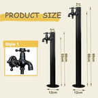 Freestanding Hose Stand Vertical Garden Water Tap, Outdoor Stainless Steel Water Column with Faucet, Freeze Proof Yard Hydrant Spigot for Patio Backyard(Round B,Height: 60cm/23.6in) - Image 2