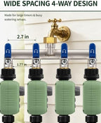 4-Way Garden Hose Splitter, Heavy-Duty Brass, 3/4" GHT, Blue - Image 3
