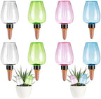 8 Pcs Plant Watering Globes Self Watering Planter Insert Plants Top Fill Water Device Plastic Water Bulbs Slow Release Terracotta for Plants, Multicolor by Unknown