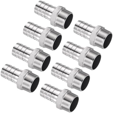 8pcs Stainless Steel Hose Barb Fittings 1-1/4"Barb to 1-1/4"NPT Male by Kozelo