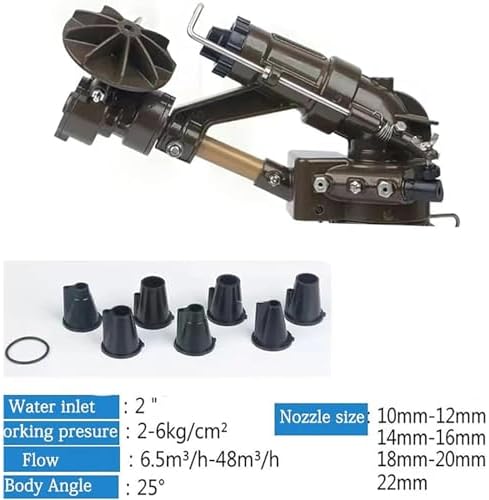 KEhtu Irrigation Spray Gun, 360° Automatic Rotating Sprinkler Gun with Nozzle Kit, Impact Mini Gun Sprinkler, Suitable for Corn and Wheat Farmland Garden Lawn Watering - Image 7