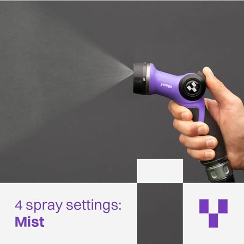 SPRAY NOZZLE, 4-Pattern Water Hose Nozzle with Thumb Flow Control, Ergonomic Grip & Metal Connector, Fits Standard Garden Hoses - Image 4