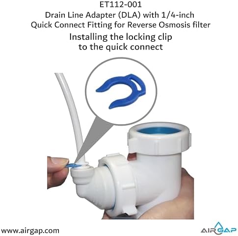 Drain Line Adapter (DLA) with 1/4-inch Quick Connect Fitting for Reverse Osmosis filter (ET112-001, 12-25QC, DLA-12) - Image 6