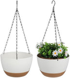 2 Pack Self Watering Hanging Planters: 9.7 Inch Pots with Chain Tray, White by Milisten