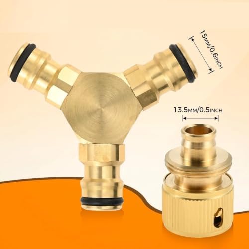 For Solid Brass Y Piece Junction with Quick Connectors kit Garden Hose Splitter for 13mm 1/2" and 15mm 5/8" for Anti-leak - Image 4